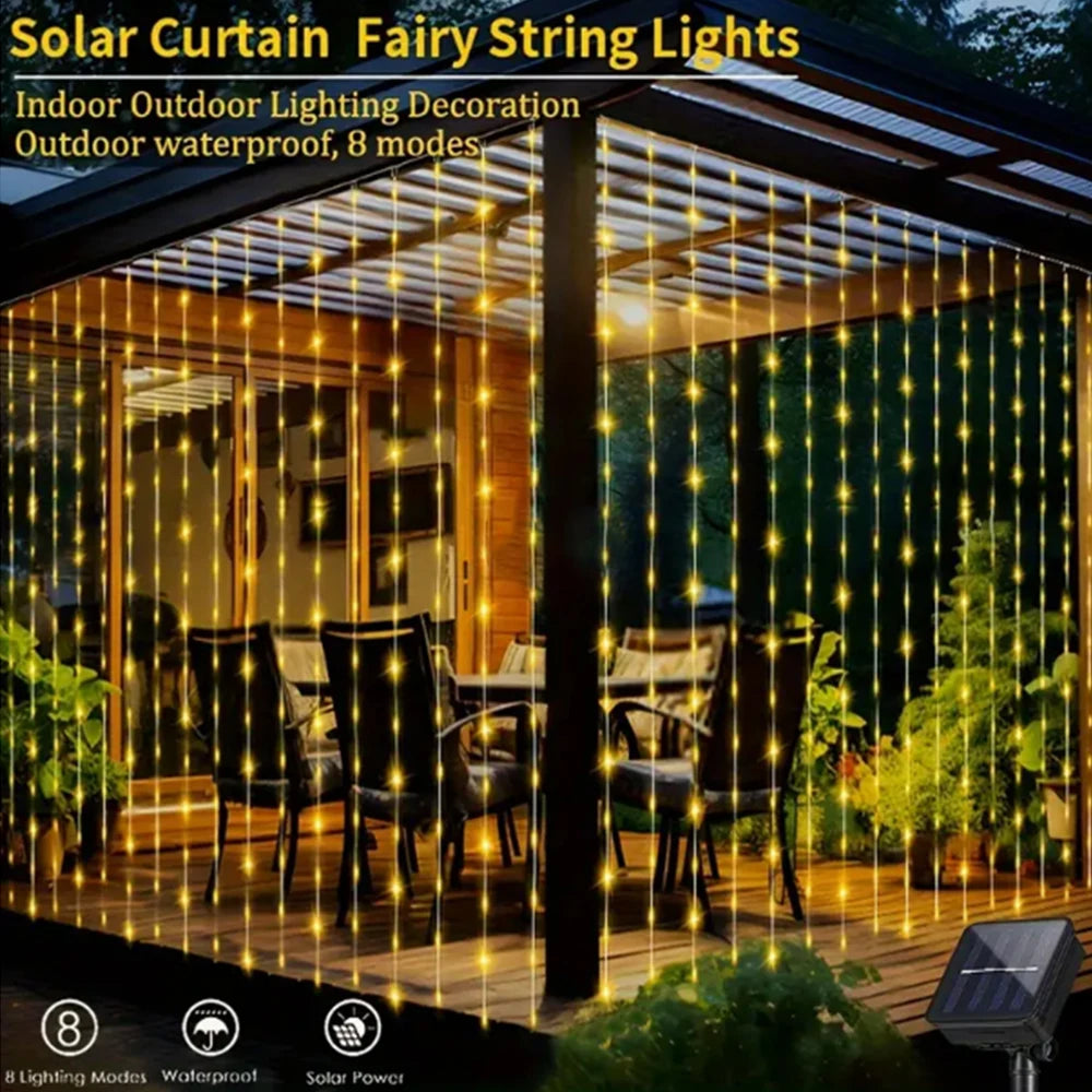 Solar Curtain Lights Outdoor Waterproof – 3x3m